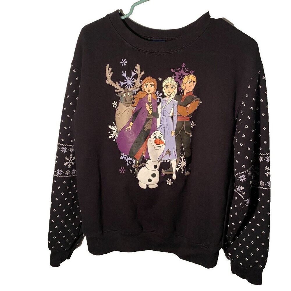 Disney Frozen 2 Holiday Sweatshirt Black Light Up‎  Women 7-9 Size Medium